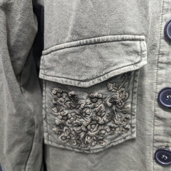 Solitaire Button Front Terry Jacket Sz L - Picture 5 of 12